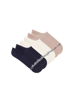 Calvin Klein 3 Pack Organic Cotton Liner Socks in Tan.