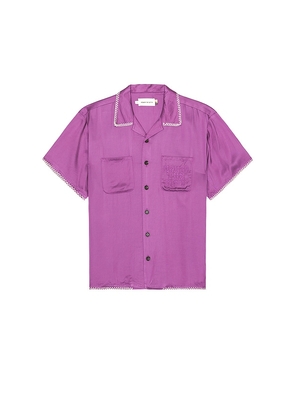 Honor The Gift Blanket Stitch Woven Shirt in Purple. Size M, S, XL.