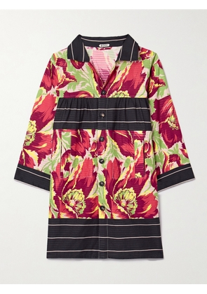 BODE - Printed Cotton-jacquard Mini Shirt Dress - Multi - x small,small,medium,large,x large