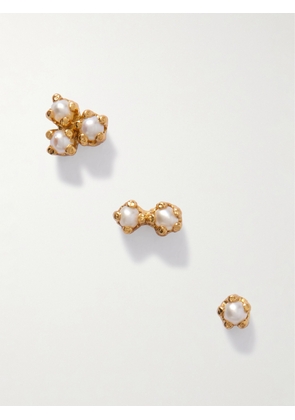 Pacharee - Floret Set Of Three Gold-tone Pearl Single Earrings - One size
