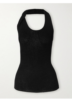 Proenza Schouler - Stevie Asymmetric Open-knit Halterneck Top - Black - x small,small,medium,large,x large