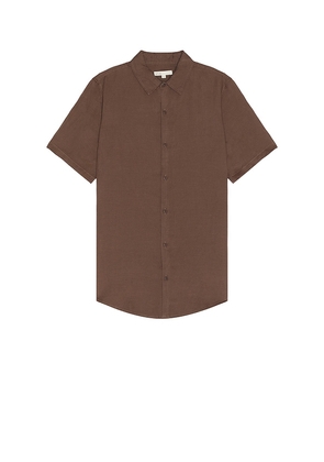 onia Jack Air Linen Shirt in Chocolate. Size M, S, XL/1X.