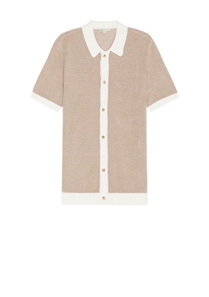 onia Short Sleeve Button Up Shirt in Tan. Size M, S, XL/1X.