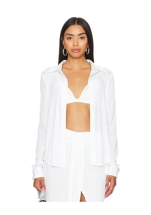 Le Superbe Forever Yours Boyfriend Shirt in White. Size M, S, XS.