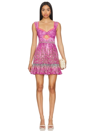 SALONI Lina Short Dress in Pink. Size 6.