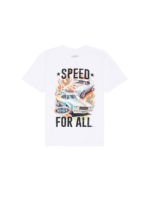 SIXTHREESEVEN Speed For All Tee in White. Size M, S, XL/1X, XS.