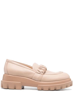 AGL 55mm ruched-detail leather loafers - Neutrals