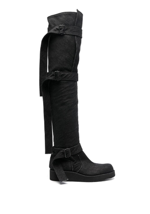 Yohji Yamamoto D-ring buckle belt detail boots - Black