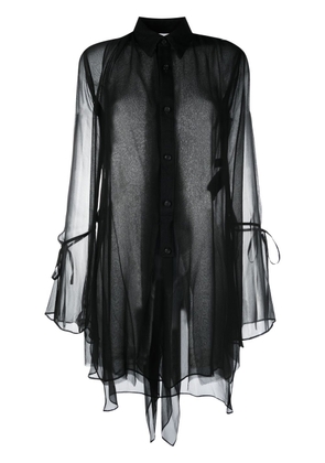 Yohji Yamamoto draped sheer button-up shirt - Black