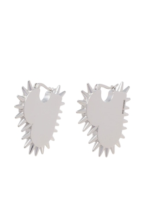 We11done heart-motif logo-engraved earrings - Silver