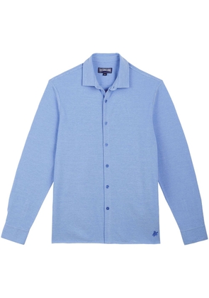 Vilebrequin Calandre Turtle-embroidered piqué shirt - Blue