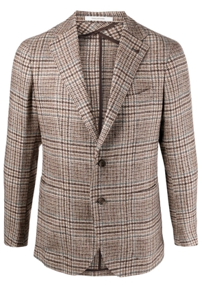 Tagliatore plaid-check knitted blazer - Brown