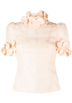 ZIMMERMANN Luminosity Liftoff floral-appliqué blouse - Neutrals