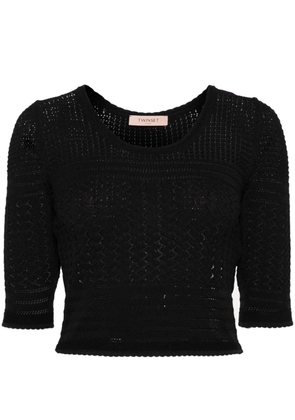 TWINSET round-neck crochet-knit top - Black