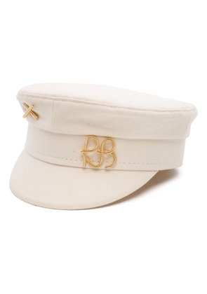 Ruslan Baginskiy monogram-appliqué cotton bakerboy cap - Neutrals