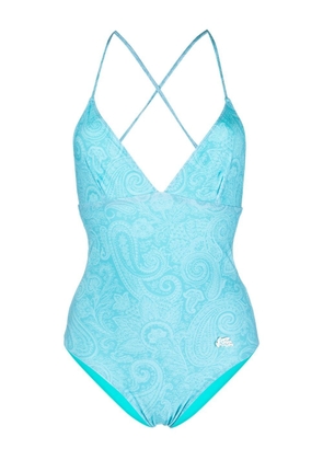 ETRO logo-patch detail swimsuit - Blue