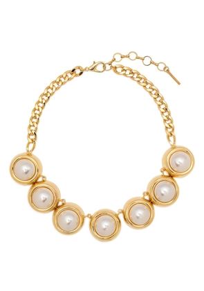 Alessandra Rich faux-pearl curb-chain necklace - Gold