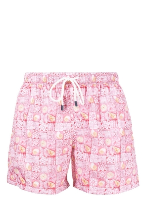Fedeli geometric-print swim shorts - Pink
