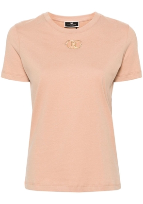 Elisabetta Franchi logo-plaque cotton T-shirt - Neutrals