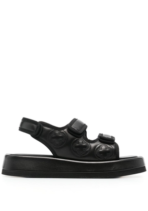 Peserico embossed-logo quilted leather sandals - Black