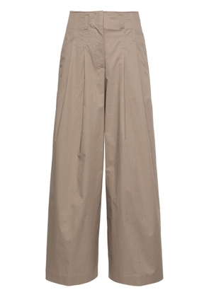 Peserico wide-leg cotton trousers - Brown