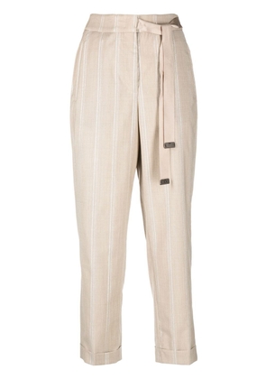 Peserico striped side-tie tapered trousers - Neutrals