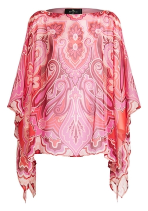 ETRO paisley-print sheer caped top - Red