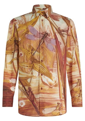 ETRO landscape-print cotton shirt - Brown