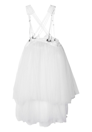 Noir Kei Ninomiya harness-fastened tulle skirt - White