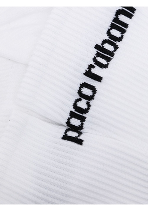 Rabanne logo intarsia ribbed socks - White