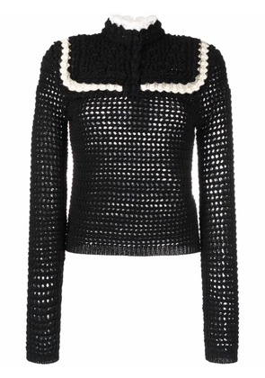 Saint Laurent button-fastening crochet jumper - Black