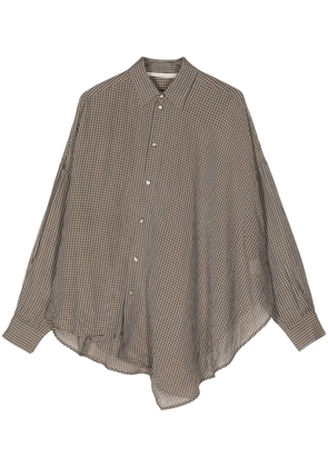 Forme D'expression gingham check-print asymmetric shirt - Brown