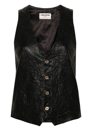 Zadig&Voltaire Emile crinkled leather waistcoat - Black