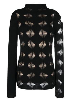 Sportmax roll-neck open-knit jumper - Black