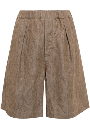 Forme D'expression pleated elasticated-waistband shorts - Brown