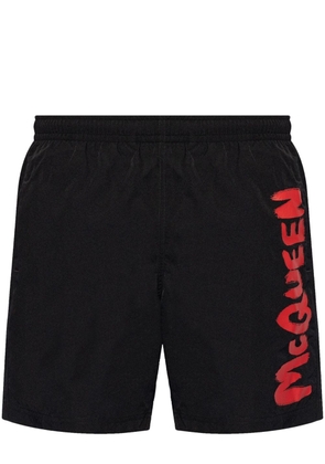 Alexander McQueen logo-print swim shorts - Black