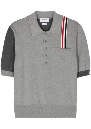 Thom Browne RWB-stripe knitted polo shirt - Grey