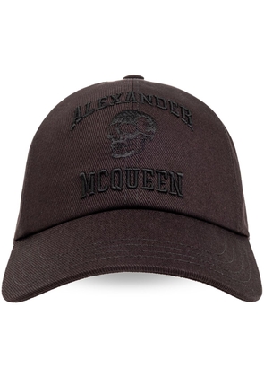 Alexander McQueen logo-embroidered cap - Brown