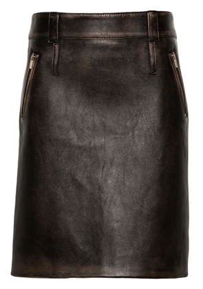 Miu Miu leather pencil midi skirt - Brown