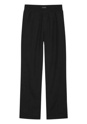 ANINE BING short-slit linen straight trousers - Black