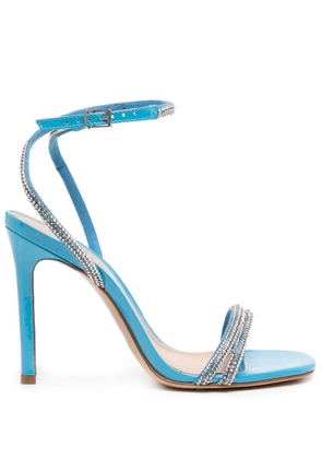 Schutz 105mm leather crystal-embellished sandals - Blue