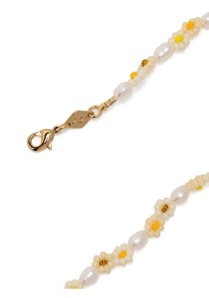 Anni Lu flower-motif beaded necklace - White