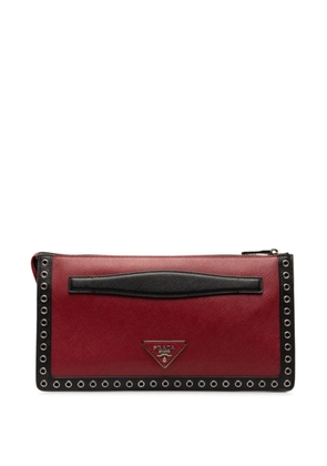Prada Pre-Owned 2013-2020 Embroidered Saffiano clutch bag - Black