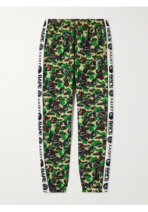 SAINT Mxxxxxx - BAPE® Straight-Leg Webbing-Trimmed Camouflage-Print Shell Trousers - Men - Green - S
