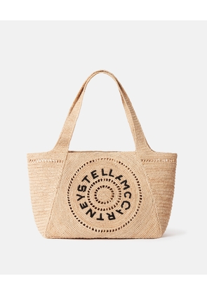 Stella McCartney - Logo Raffia Medium Tote Bag, Woman, NATURAL