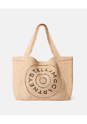 Stella McCartney - Logo Raffia Large Tote Bag, Woman, NATURAL