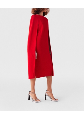 Stella McCartney - Round Neck Cape Midi Dress, Woman, Lipstick red, Size: 46