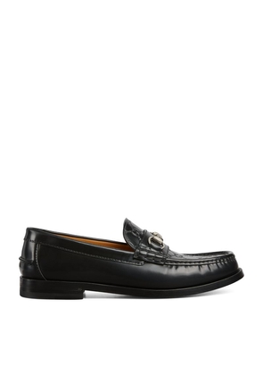 Gucci Leather Gg Horsebit Loafers