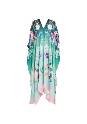 Meng Silk-Satin Floral Kaftan Dress