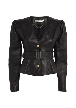 Alessandra Rich Learher Belted Jacket